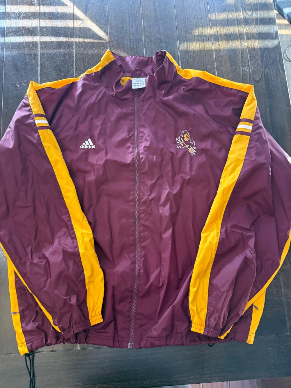 Vintage Adidas Arizona State ASU Sun Devils Sparky Jacket 2XL XXL Maroon Gold
